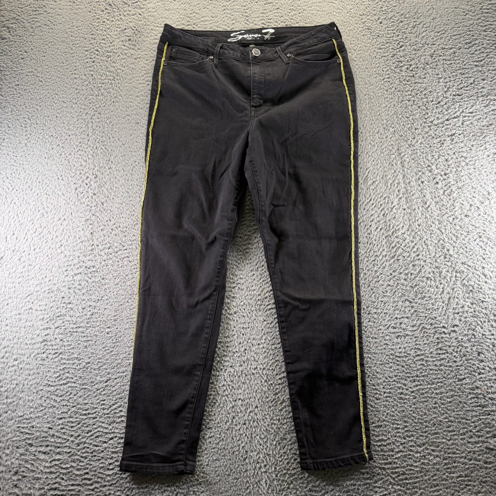 Seven7 Jeans Womens 16 Black Cotton Denim Skinny High-Rise‎ Stretch Workwear